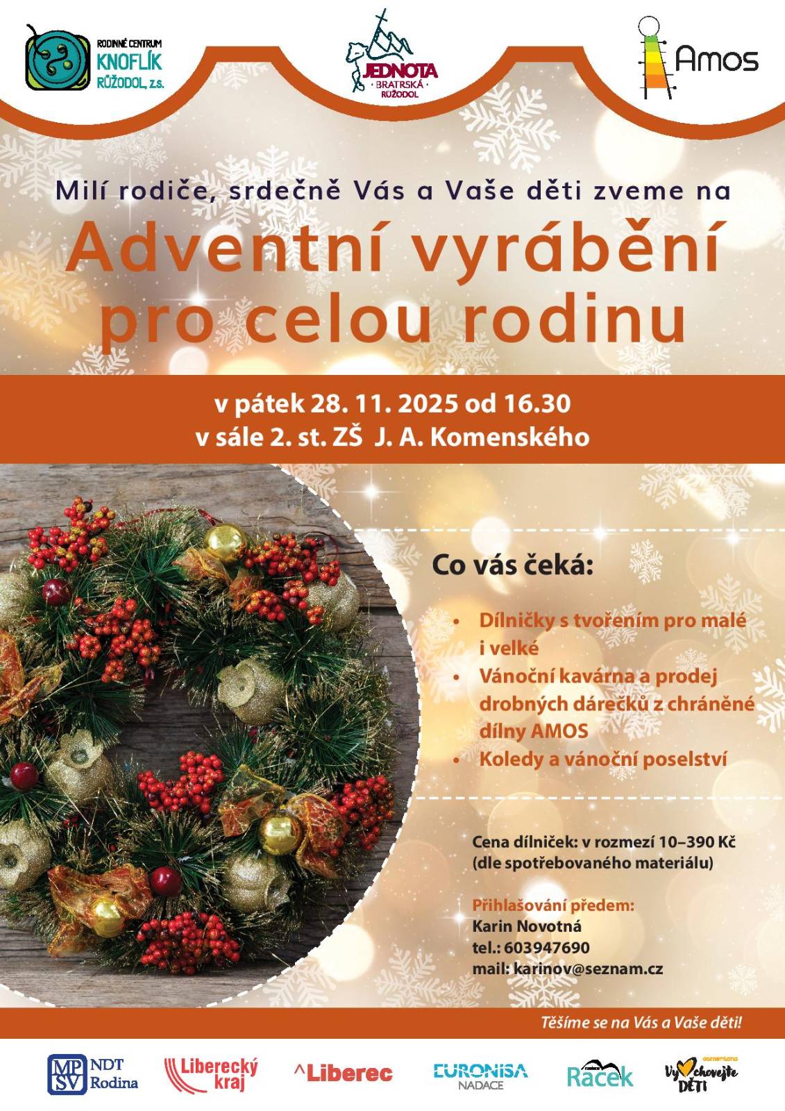 Pozvánka: Adventní vyrábění pro celou rodinu – RC Knoflík Liberec, 28. 11. 2025