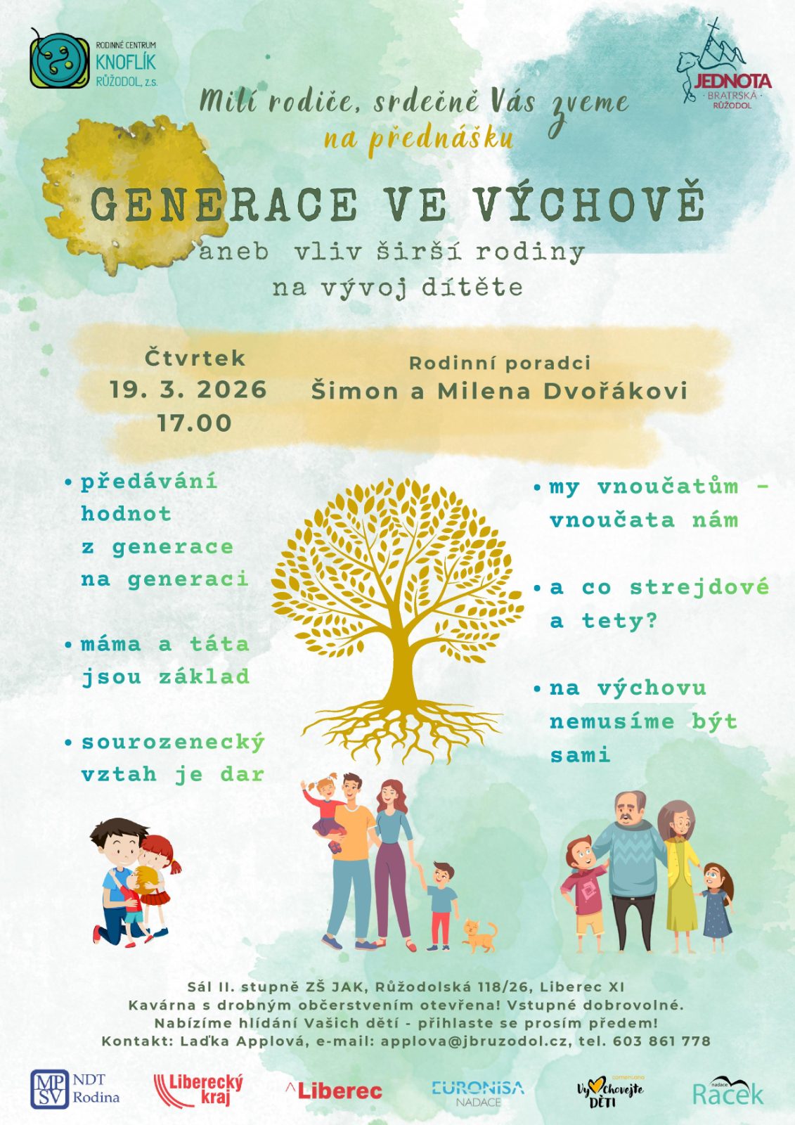 Pozvánka: Přednáška Generace ve výchově – RC Knoflík Liberec, 19. 3. 2026