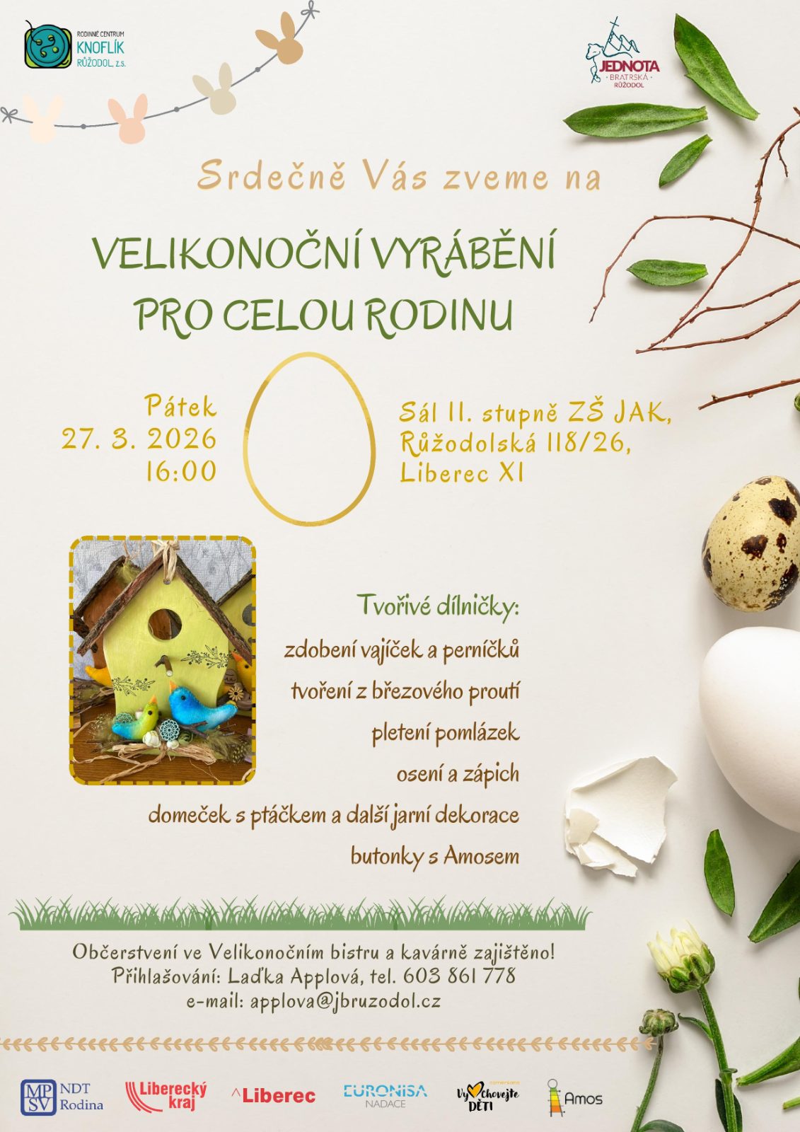 Pozvánka: Velikonoční vyrábění pro celou rodinu – RC Knoflík Liberec, 27. 3. 2026