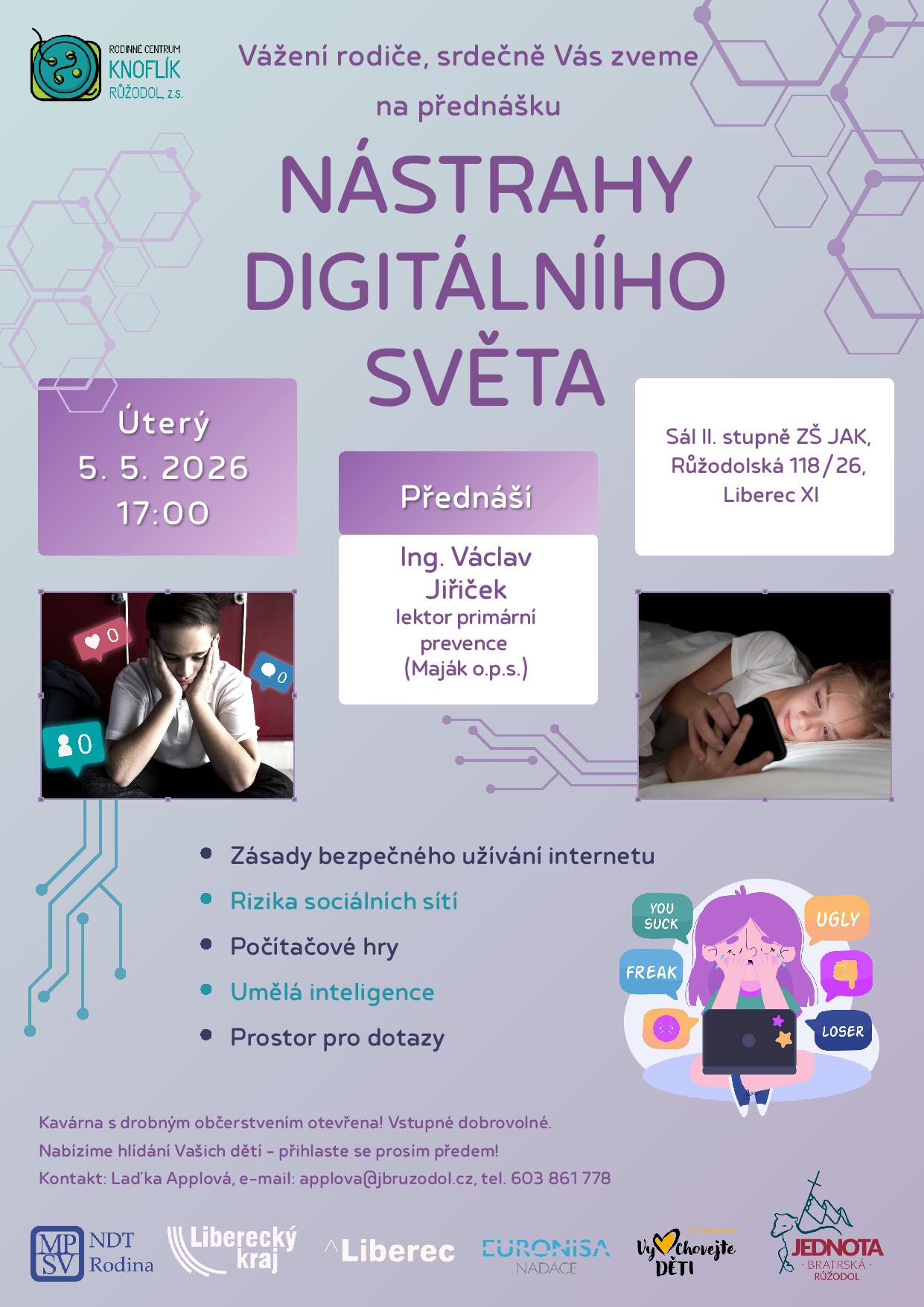Pozvánka: Přednáška Nástrahy digitálního světa – RC Knoflík Liberec, 5. 5. 2026
