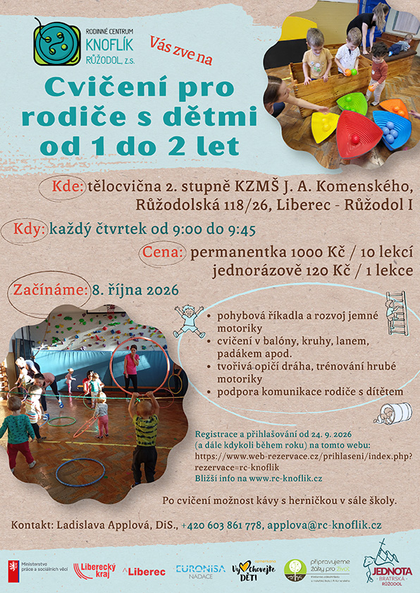 pozvánka cvičení pro rodiče s dětmi